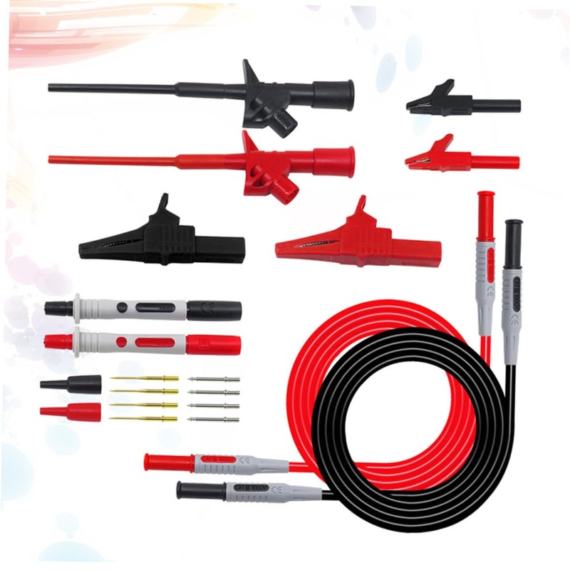 Multimeter Test Leads Alligator Clips Electrical Probe Kit with 2 Pcs Wire Probes - Image 3